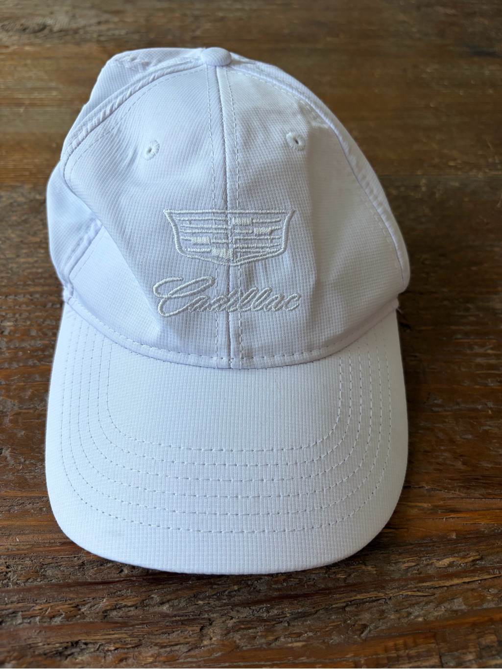 Cadillac White Embroidered Logo Baseball Cap